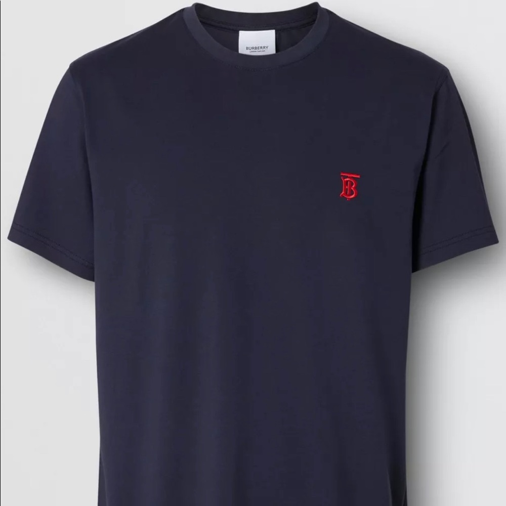 Authentic Burberry Monogram Motif Cotton T-Shirt, Navy, S